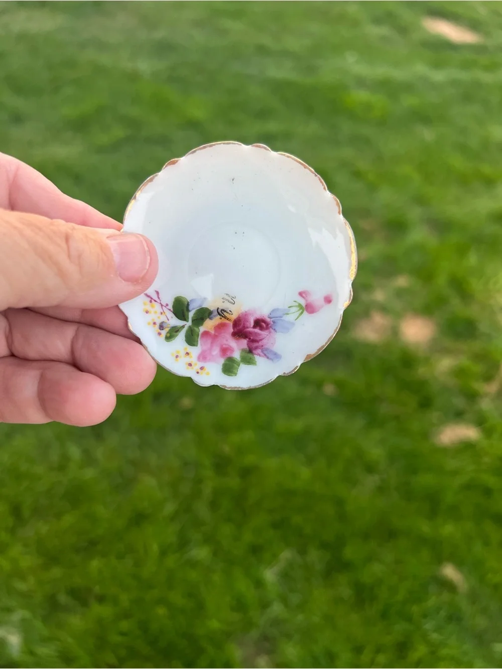 Vintage 1950's MINIATURE Hand Painted JAPAN Cup & Saucer Bone China Porcelain